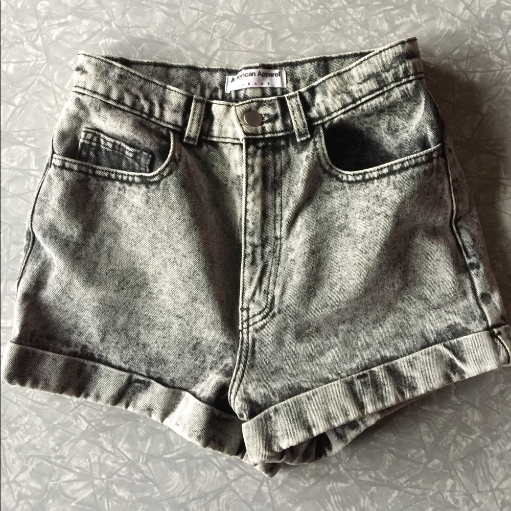 American Apparel Black Acid Wash Shorts